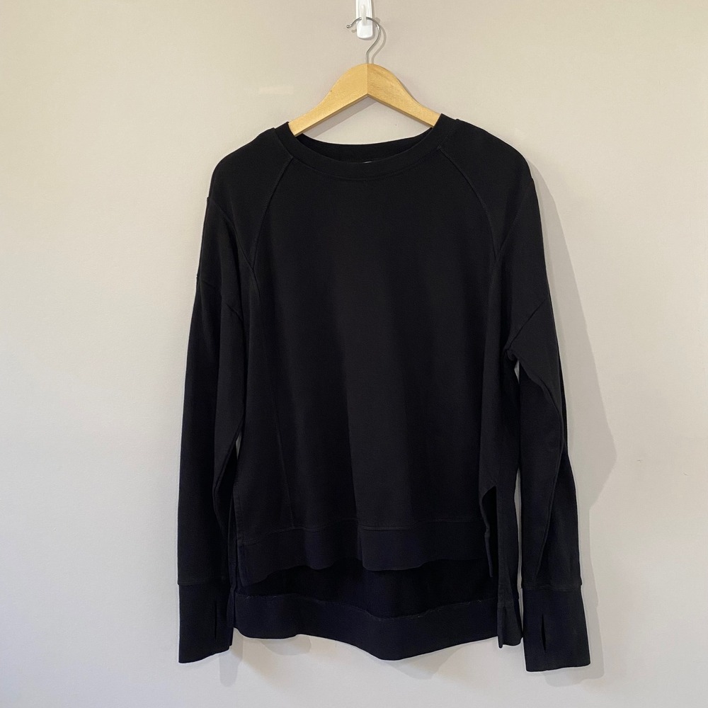 Sweaty Betty After Class Sweatshirt Black Relaxed Fit Thumbholes SB5622 Size 10